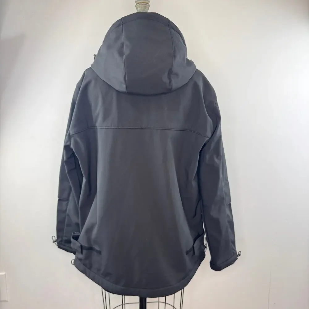 ZARA Men's DNWR Black Windbreaker Hooded Fleece Lined 1/4 Zip Pullover Small S